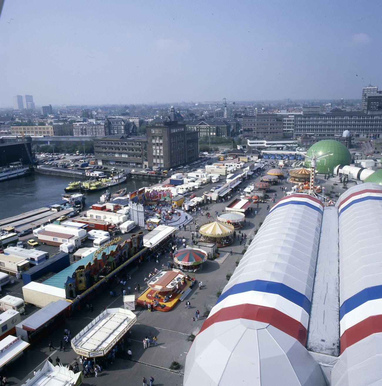 Aerial photo of an event site with marquees
