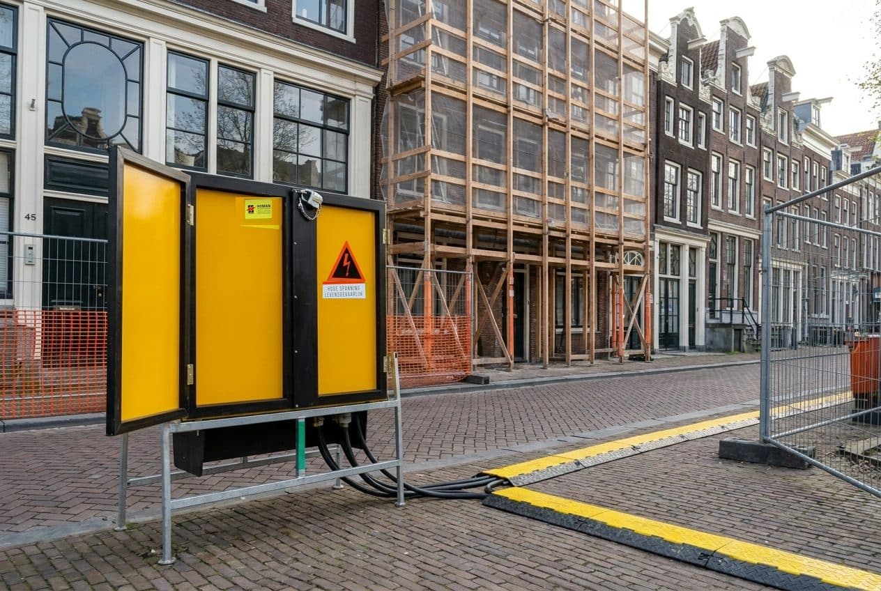 Homan roadside box in a street during a renovation