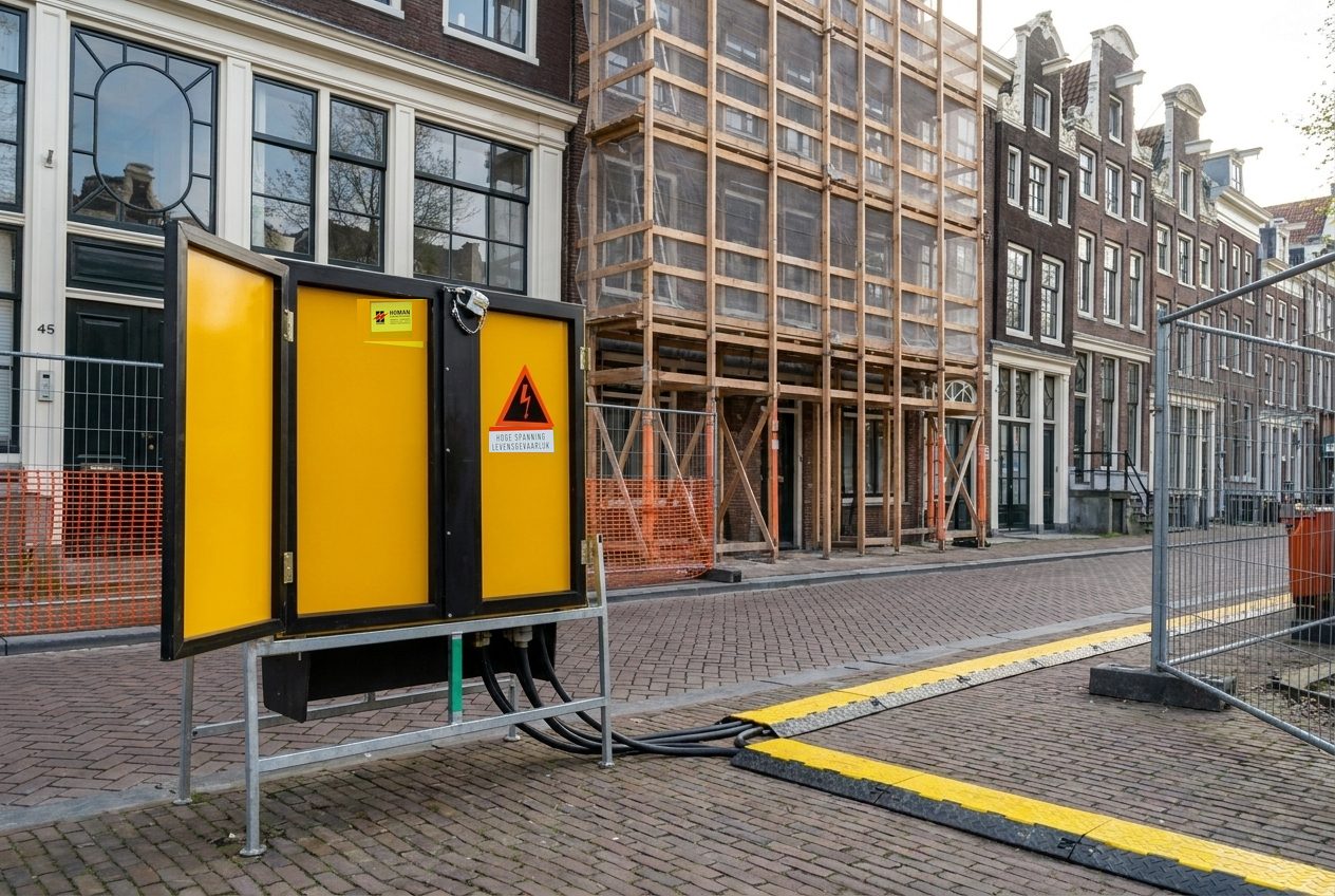 Homan wegkast in een straat bij een renovatie